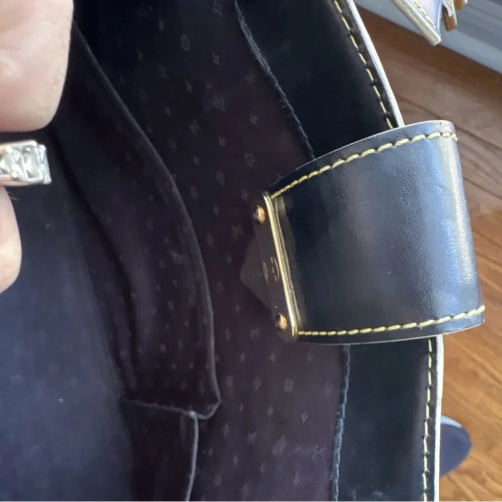 Louis Vuitton Black Leather Satchel with Gold Hardware - Picture 13 of 15